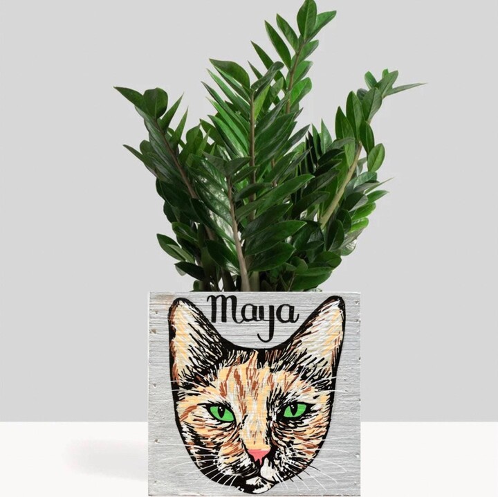 Custom Cat Portrait Planter Personalized Pet Mom, Dad Gift