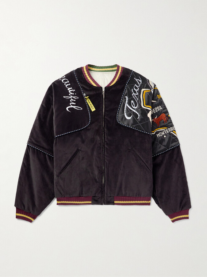 KAPITAL Embroidered Quilted ShellTrimmed CottonVelvet Bomber Jacket - Main Image