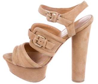 L.A.M.B. Suede Buckle-Embellished Sandals