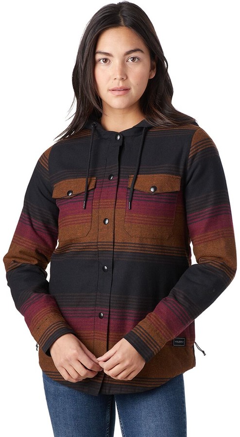 volcom hooded flannel jacket