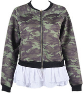 Thumbnail for your product : Choies Camouflage Pattern Bomber Jacket With Flounce Hem