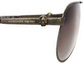 Thumbnail for your product : Alexander McQueen Metallic Skull Pilot Sunglasses