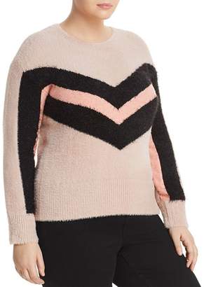 Vince Camuto Plus Textured Chevron Stripe Sweater