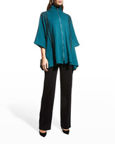 Thumbnail for your product : Misook Sequin Detail Zip-Front Knit Poncho