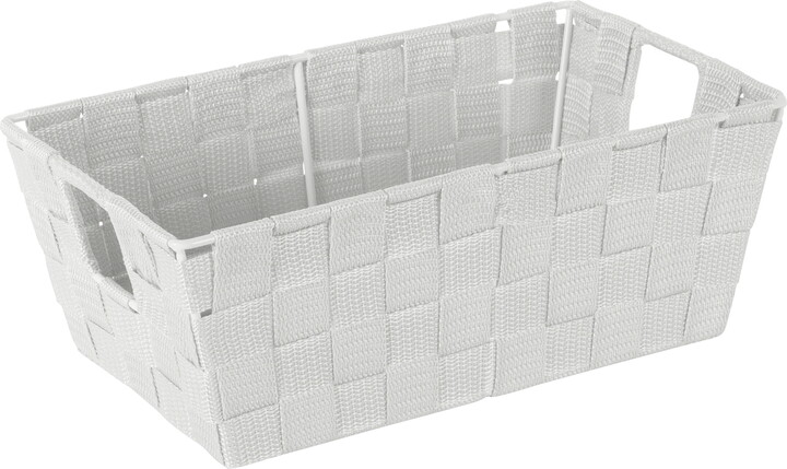 Simplify Small Woven Shelf Storage Basket in Heather Grey