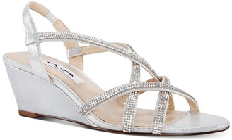 dressy silver wedge sandals