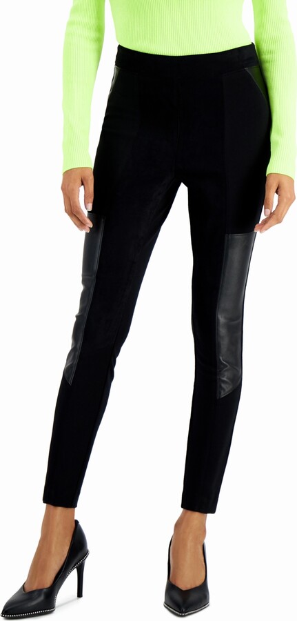 The Petite High Waist Easy Straight Crop Pant in Faux Leather