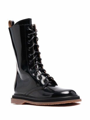 Buttero Polished-Leather Lace-Up Boots