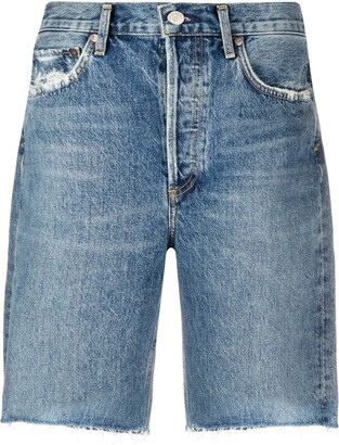 a gold e jean shorts