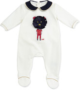 Thumbnail for your product : Little Marc Jacobs Mouse Embroidered Velour Footie, White, Sizes 3-18 Months