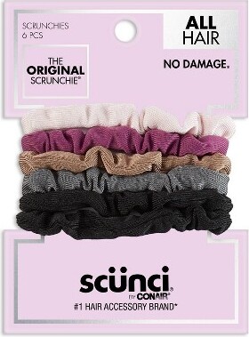Scunci scünci No Damage Thin Knit Scrunchies - Assorted Colors - All Hair - 6pk
