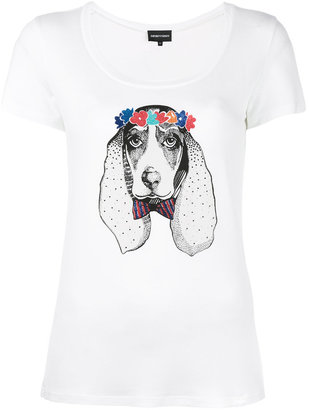 Emporio Armani dog print T-shirt - women - Spandex/Elastane/Viscose - 44