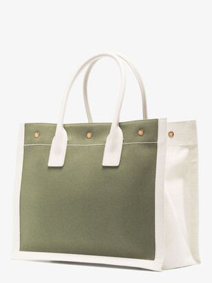 Green Rive Gauche maxi logo-print canvas tote bag