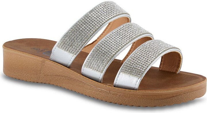 Henry Ferrera By Charming Lady Women's Triple Band Rhinestone Sandals