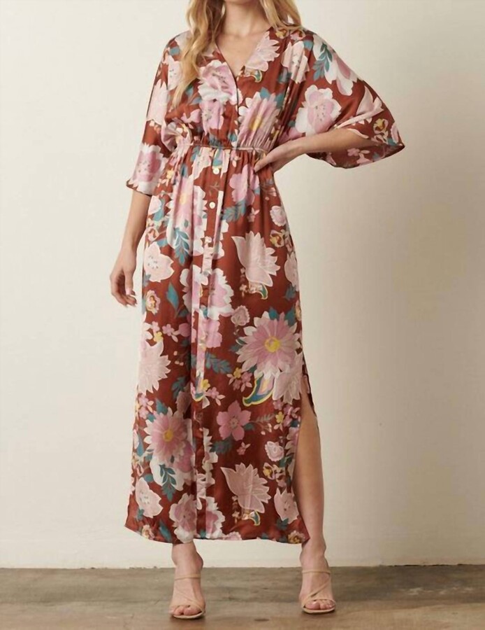 Mittoshop Oriental Kimono Maxi Dress in Copper - ShopStyle