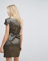 Thumbnail for your product : Closet London Pleat Front Pencil Dress In Gold Jacquard