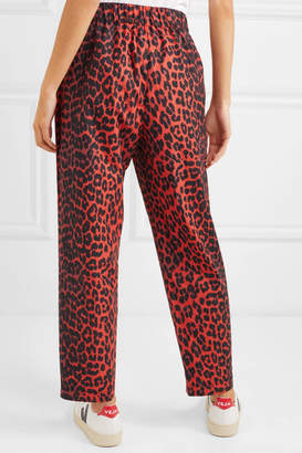 Ganni Leopard-print Cotton-twill Tapered Pants - Leopard print