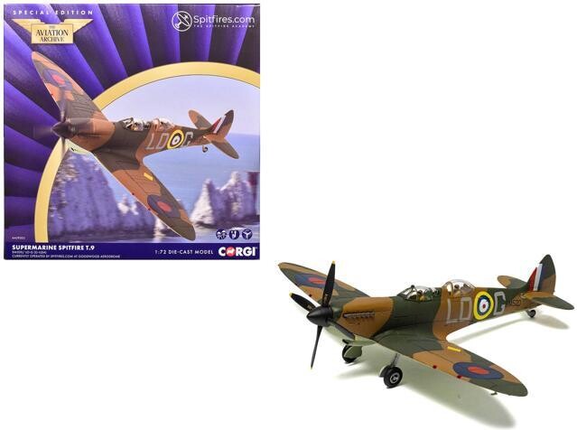 Corgi Supermarine Spitfire T.9 Aircraft 'SM520, Spitfires. com, Goodwood Aerodrome' British Royal Air Force 1/72 Diecast Model by Corg