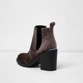 Thumbnail for your product : River Island Womens Brown velvet cut out boots