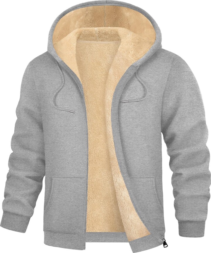 Fleece Lined Men's Thermal Zip Up Hoodies Men's Thermal Zip