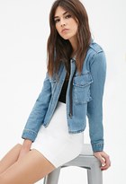 Thumbnail for your product : Forever 21 FOREVER 21+ Cropped-Back Denim Jacket