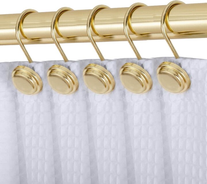 Utopia Alley Shower Rings Hooks, Shower Curtain Rings Hooks for Bathroom, Rust Resistant Shower Curtain Hooks Rings, Set of 12, Gold