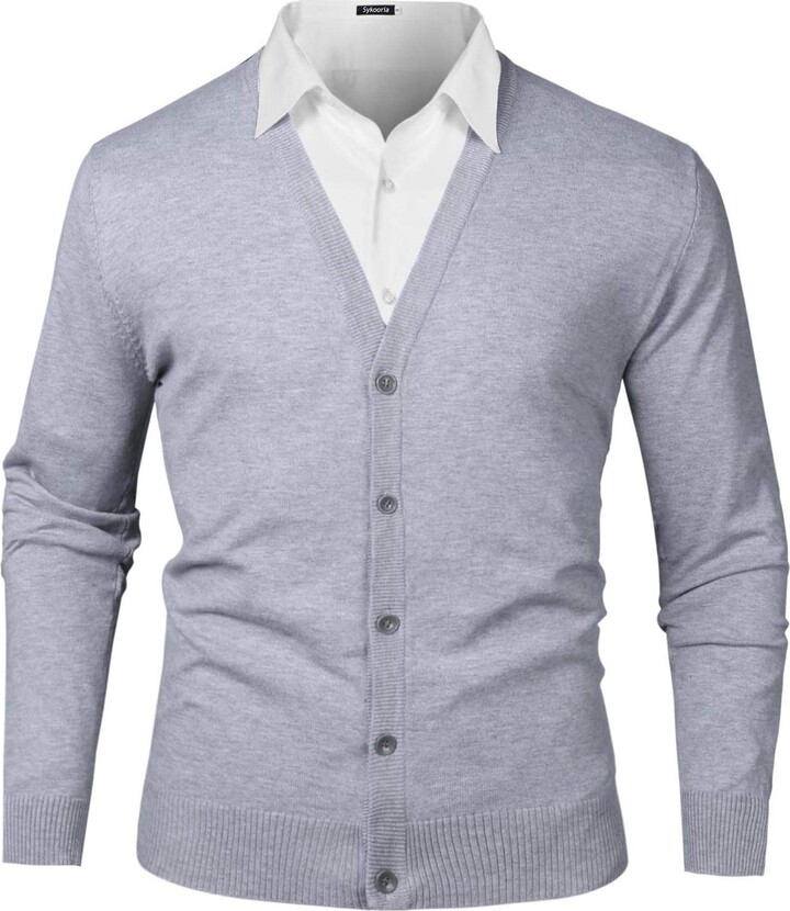 Keaac Mens Button Down Long Sleeve Knit Sweaters Cardigan Blouse 