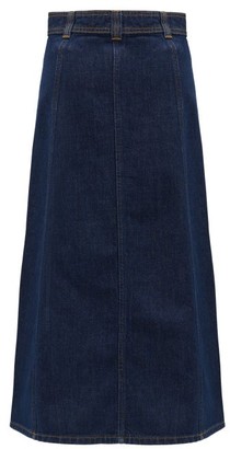Ganni Buttoned Denim Midi Skirt - Dark Denim