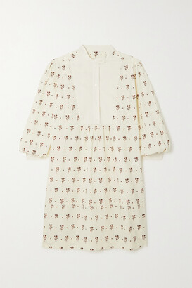 ALEXACHUNG Floral-print Cotton-poplin Shirt Dress - Ivory