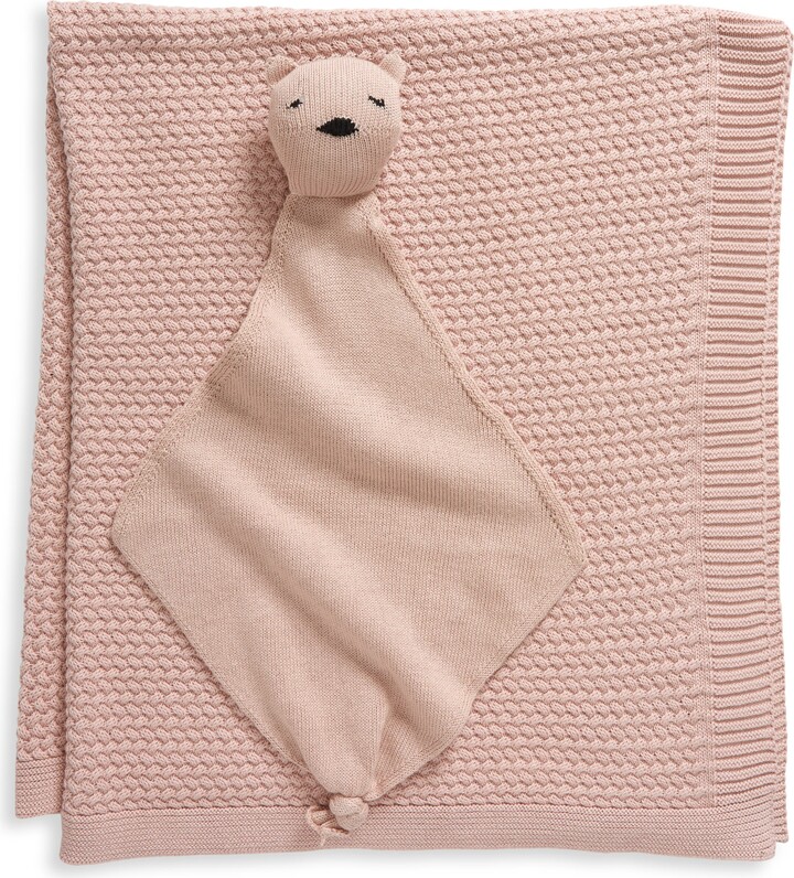 Pink Lemonade Bunny Organic Cotton Baby Blanket & Bear Lovey Set