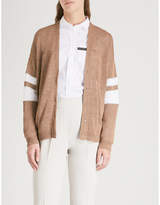 Brunello Cucinelli Striped-sleeve knitted cotton cardigan