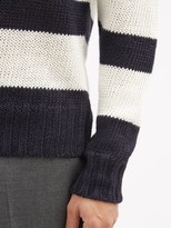 Thumbnail for your product : Officine Generale Marco Striped Linen-blend Sweater - Navy Multi