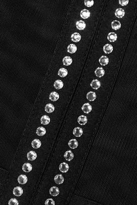 I.D. Sarrieri Nuit Interdit Swarovski Crystal-embellished Stretch-tulle Peplum Bustier Top - Black