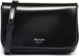 Prada Re-Nylon & Saffiano Leather Shoulder Bag - Black Messenger Bags, Bags  - PRA860687