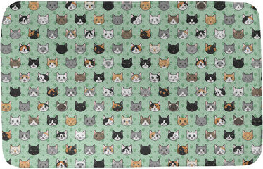 Ebern Designs Kitterman Cat Rectangle Non-Slip Animal Print Bath Rug