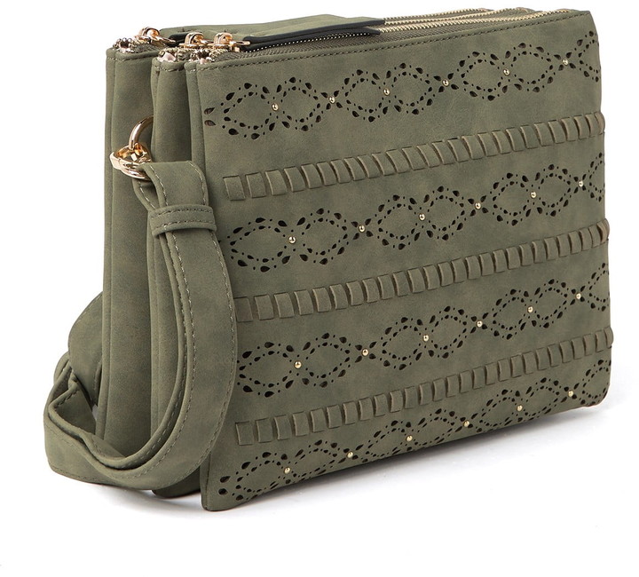 Violet Ray Brianna Laser Cut Triple Compartment Crossbody Bag ShopStyle
