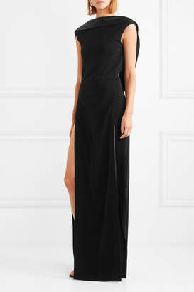 Thierry Mugler Open-back Satin-trimmed Stretch-crepe Gown - Black