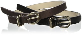 Steve Madden Women's Glazed and Faux Suede Two-For-One Belt