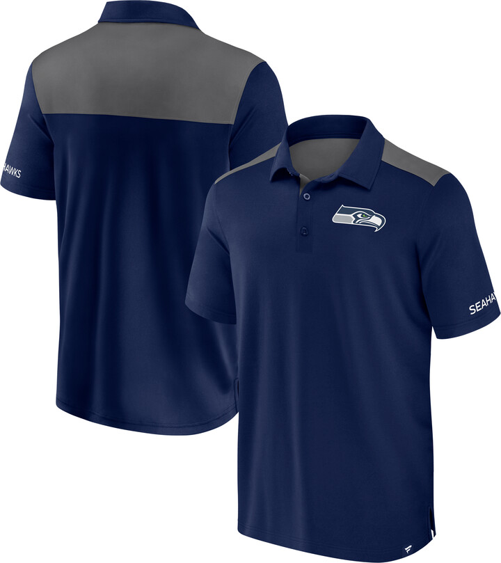 Men's Fanatics Navy/Gray Seattle Seahawks Colorblock Polo