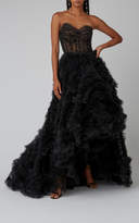 Thumbnail for your product : Oscar de la Renta Strapless Asymmetric Tulle Gown