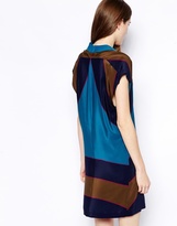 Thumbnail for your product : See by Chloe Silk Color Block Short Sleeve Dress