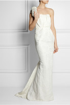 Thumbnail for your product : Lanvin Strapless Floral-brocade Linen-blend Gown - Off-white