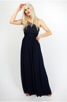 Thumbnail for your product : Little Mistress Bridesmaid Luanna Navy Embellished One-Shoulder Maxi Dress