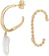 Thumbnail for your product : Joanna Laura Constantine Pearl embellished twisted wire single hoop earring