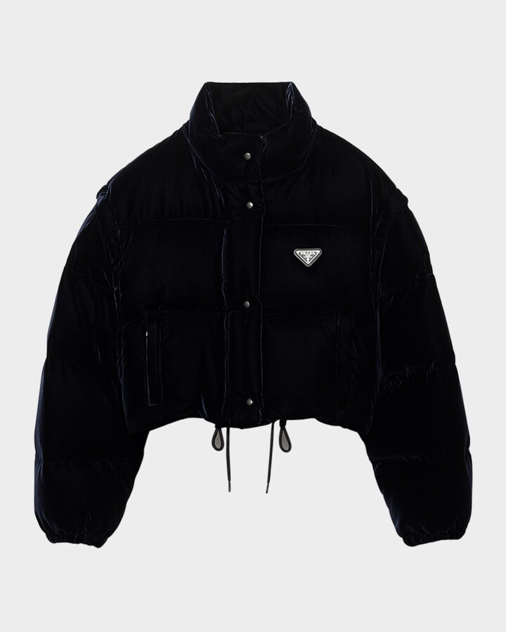 Cropped Velvet Down Jacket