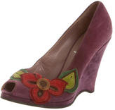 Thumbnail for your product : Miu Miu Suede Floral Wedges