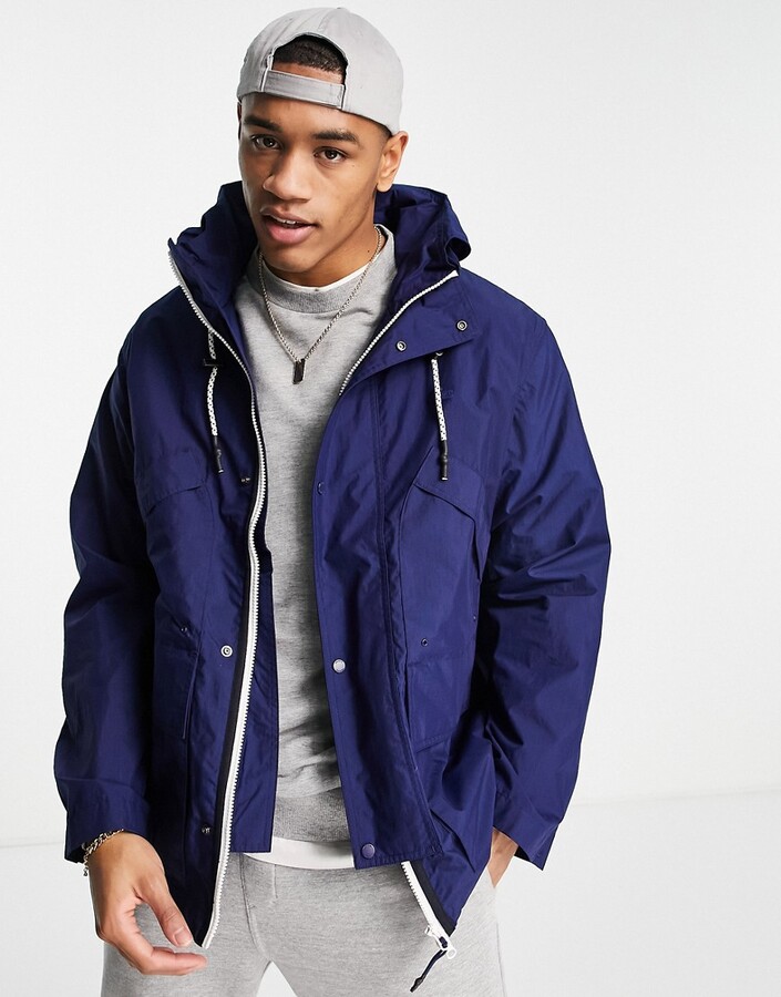 Lacoste parka jacket in navy - ShopStyle