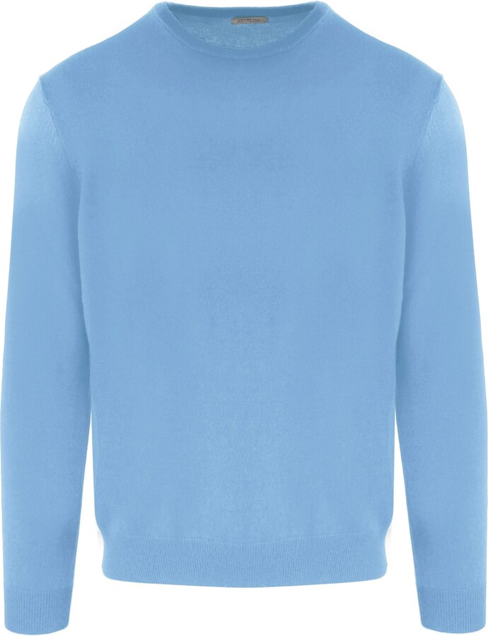Light Blue Hygge Wool Sweater Hand Knit Top Supreme Cashmere 