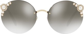 Miu Miu Embellished Round Sunglasses