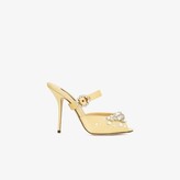 Thumbnail for your product : Dolce & Gabbana Yellow 105 Crystal Embellished Satin Mules